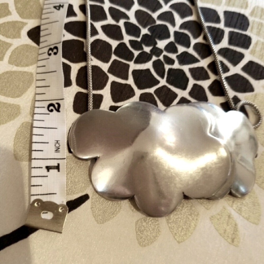 Vintage Silver Tone Statement Cloud Necklace - image 7